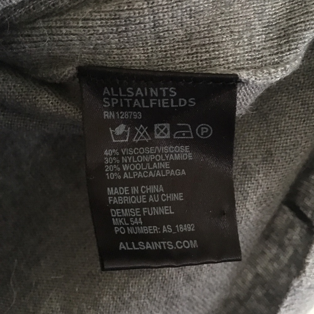 All Saints Spitalfields Grey Turtle Neck Sweater S - Picture 6 of 6